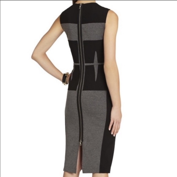 BCBG MaxAzaria | fitted bodycon dress with blocking detail, back zipper - Picture 2 of 7